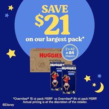 Huggies Size 6 Overnites Baby Diapers: Overnight Diapers, Size 6 (35+ lbs), 84 Ct (2 Packs of 42), Packaging May Vary - Image 5