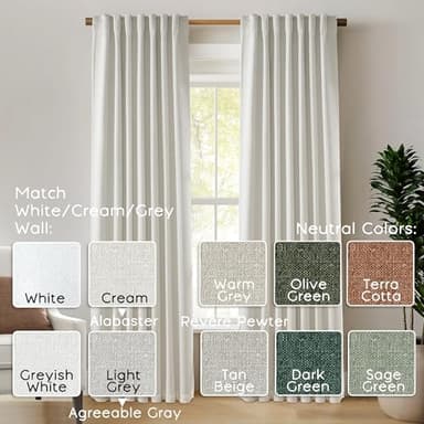 PANELSBURG Extra Long Floor to Ceiling French Country Curtains by Size 108 Inches Long 2 Panels Cream Neutral Girls Privacy Curtains for Bedroom Pleated Curtain with Hooks - Image 3
