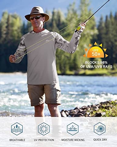 FISHEAL Men's Performance Fishing Hoodie Shirt with Thumbholes - UPF 50 Sun Protection Camo Long Sleeve Shirts Quick-Dry - Image 3