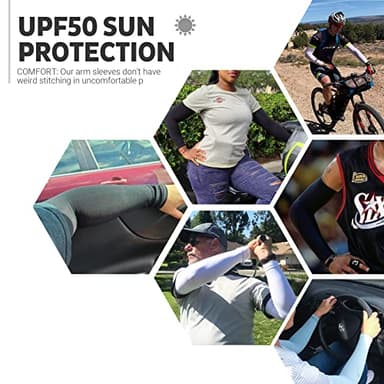 HEGCOIIE 5 Pairs UV Sun Protection Cover Cooling Arm Sleeves Compression UPF 50 Tattoo Cover Up Sleeve for Men Women,Running Golf (5 White) - Image 4