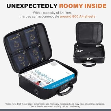 Golkcurx Fireproof Document Box, Multi-Layer Fireproof Important Document Organizer with Lock, File Storage CaseShoulder Strap, Waterproof Document Safe Portable Travel Home Organizer Bag (Black) - Image 4