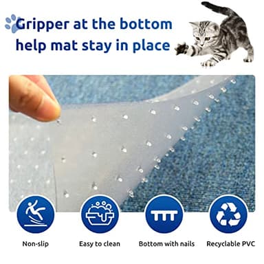 Carpet Protector for Pets Cat Carpet Protector/Repellent Barrier for Doorway Corner, Anti Scratch Under Door Cat Scratch Protector Mat, Easy to Cut Plastic Stopper (Clear, 3.6FT-1pack) - Image 4