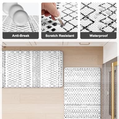 KIMODE Kitchen Mats 2PCS,Cushioned Anti Fatigue Kitchen Rugs and Mats,Non Skid Waterproof Kitchen Mats for Floor,Comfort Foam Standing Mat for Home, Office,Sink,Laundry,Desk,Black and White - Image 6