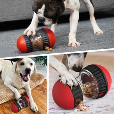 COSOWO Interactive Dog Treat Dispenser and Puzzle Toys, Dog Slow Food Feeder Rolling Ball for Reducing Boredom and IQ Training Toys, Red - Image 6