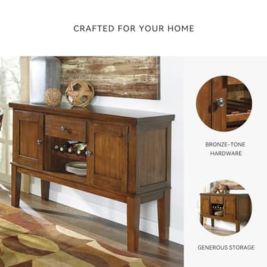 Signature Design by Ashley Ralene Rustic Dining Room Buffet Cabinet with Wine Rack, Medium Brown - Image 5