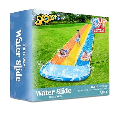 Sloosh 22.5ft x 82in Waves Triple Lawn Water Slide,Heavy Duty Lawn Water with 3 Body Boards and Slip Sprinkler for Kids Adults Backyard Summer Outdoor - Image 8