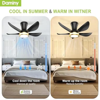 DAMINY 30 Inch Black and Gold 5 Blade Ceiling Fan with Light, Modern Ceiling Fan with Remote,Large Airflow,Flush Mount,6CCT,Dimmable,Noiseless,Bedroom - Image 4