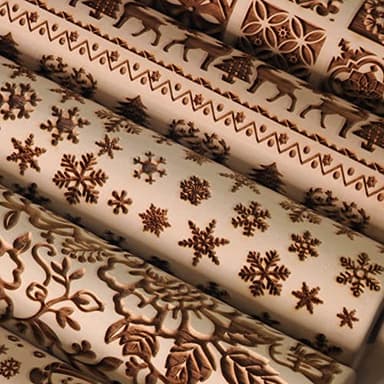 Embossed Rolling Pin, OLETNY Large Wood Textured Roller for Baking, Cookies, Decorative Pattern Rolling Pins, Christmas Gifts for Mother, Grandmother, and Friends (Snowflake) - Image 2