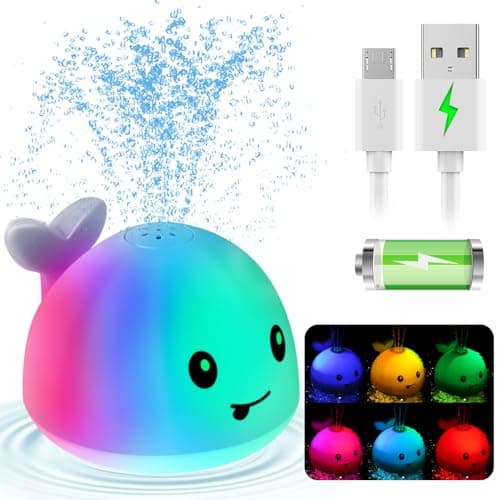 Gigilli Upgraded Baby Bath Toys, Rechargeable Light Up Bath Toys for Kids 1-3, Baby 6-12 12-18 Months Whale Bath Toy Sprinkler, Fountain Bathtub Toys Toddler Newborn Birthday Gifts - Image 1