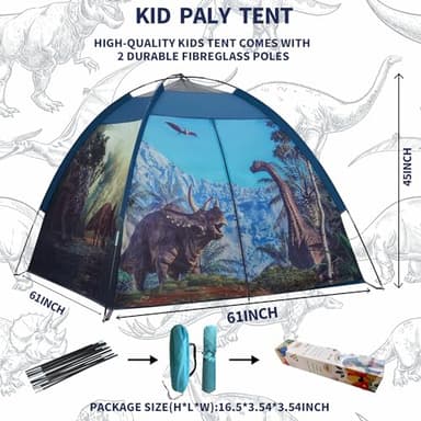 Mnagant Dinosaur Kids Play Tent-61”x61”x45”Realistic Dinosaur Kids Tent Indoor & Outdoor, Pop Up Play House for Kid, Boys & Girls Age 3-12 - Image 3