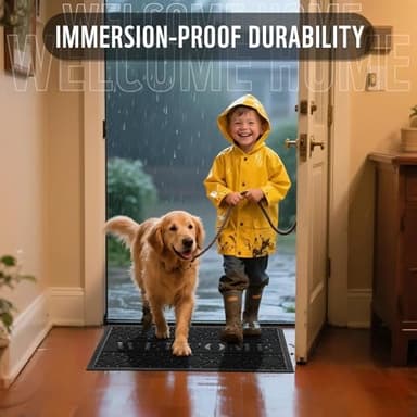 Yimobra Welcome Mat Outdoor Indoor 29.5x17, All-Weather Waterproof Front Door Mat Outside Entrance, Non-Slip Low Profile Porch Patio Doormat, Black - Image 5