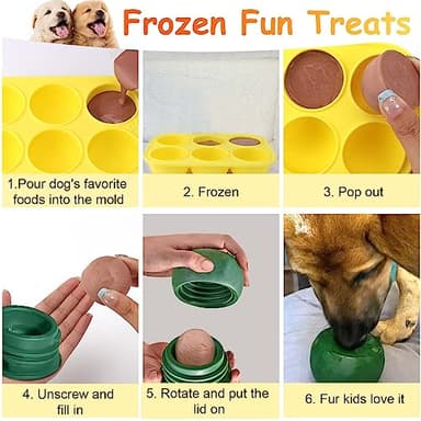 BABORUI 6 Cavities Silicone Dog Treat Molds for Woof Pupsicle & Power Chewer Pupsicle Large 25-75lbs, Reusable Frozen Dog Treat Molds for Making Puppy Favorite Freeze Refill Ice Popsicle Treats (L) - Image 4