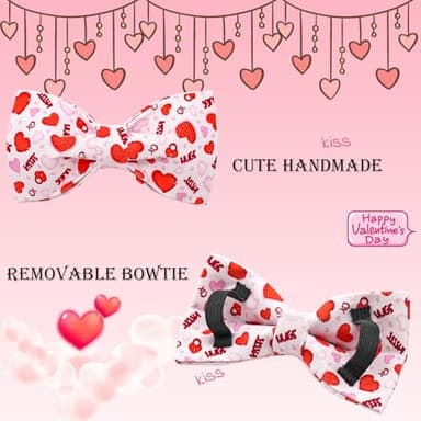 Bobo Rainbow Dog Collar - Valentine's Dog Collar Bows for Dogs Bow Pink Adjustable Dog Collar Girl Pet Gift Spring Dog Collar for Medium Small Large Dogs - Image 3