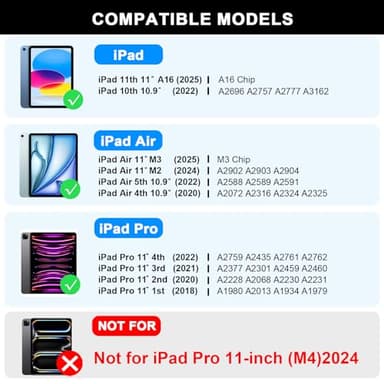 BABG Keyboard Case for iPad 10th Generation&iPad 11th(A16,2025),iPad Air 11/iPad Pro 11 inch Keyboard&iPad Air 5th/Air 4th Keyboard,Non-Trackpad,360°Swivel,7 Use Modes,Backlight-Black - Image 7