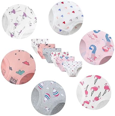 Slenily Girls Underwear Size 6 Cotton Breathable Panties Little Kids Mermaid Briefs Childrens Flamingo Comfort 6 Pack Undies - Image 2