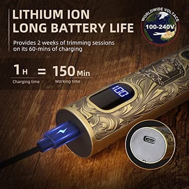 Ufree Beard Trimmer for Men, Electric Razor Shaver, Cordless Hair Clipper Shaving Kit for Mustache Body Nose Ear Hair Facial, Adjustable Beard Grooming Kit Birthday Gifts for Men - Image 6