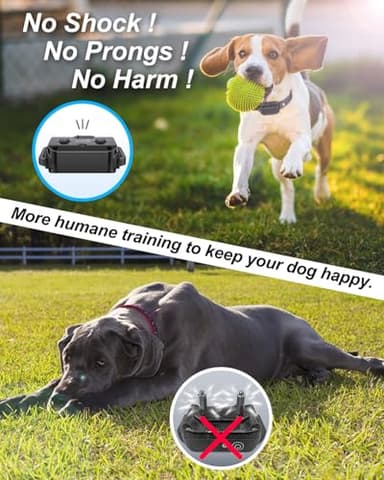 No Shock Dog Training Collar with Remote, Dog Vibration Collar with Controller Beep and Vibrate Only, Safe Lock Waterproof Rechargeable Vibrating Collars for Dogs(10-120 lbs)-No Prongs (Black) - Image 2