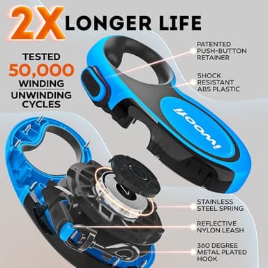 New 2025 Retractable Dog Leash 16,4 ft'-Heavy Duty Retractable Pet Leash with Anti-Slip Soft Grip-Reflective Dog Leashes with Anti-Twist Protection for Small Medium Dogs up to 50 lbs (Blue) - Image 2