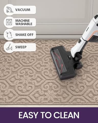 DEXI Front Door Entryway Mat Non Slip, 3x5 ft Large Washable Inside Entrance for House Floor Low Profile, Thin Entry Doormat Absorbent Dirt Trapper, Light Taupe - Image 6