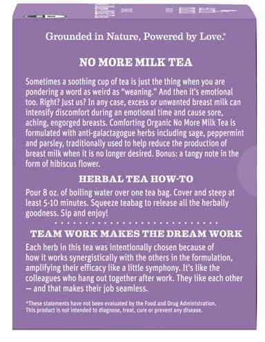 Earth Mama No More Milk Tea | Organic Herbal Tea Bags to Reduce Breast Milk Production, Stop Breastfeeding, & Wean Lactation Naturally, Postpartum Essentials, Hibiscus & Sage Decaf Tea (16-Count, 3PK) - Image 10