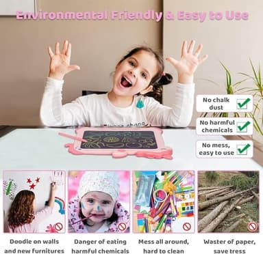 Kikapabi LCD Writing Tablet for Kids, Unicorn Colorful Screen Doodle Board, Electronic Drawing Pad, Educational Toy, Toddlers Travel Toy, Christmas Birthday Gift for 3 4 5 6 7 Year Old Girls Pink - Image 6