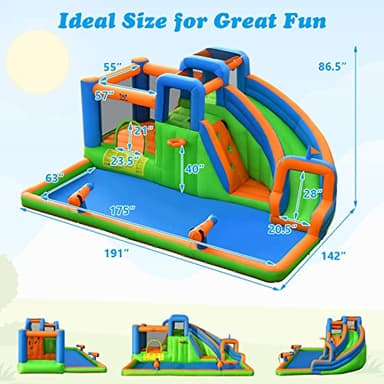 BOUNTECH Inflatable Water Slide Bounce House, Kids Water Park Jump Castle w/Large Splash Pool, 2 Climbing Walls, Water Slides Inflatables for Kids, Water Bounce House for Outdoor Backyard Party Gifts - Image 5
