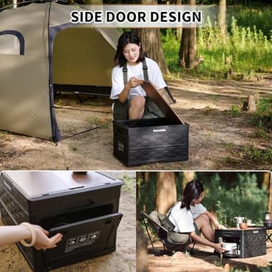 Naturehike Lispace Camping Table with Storage Box, 50L Collapsible Trunk Organizer with Lid, Folding Storage Bin for Camping Picnic Home - Image 6