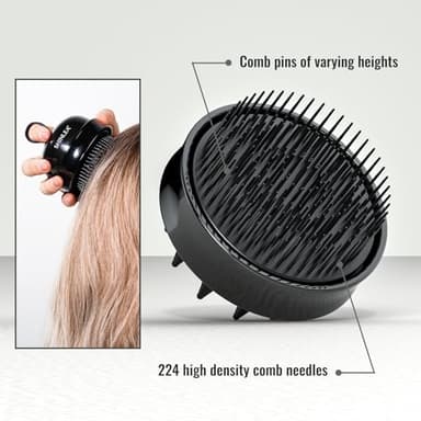 SHINLEA 2 in 1 Scalp Massager Hair Growth,Scalp Scrubber with Soft Silicone Bristles for Dandruff Removal,Shampoo Brush for Exfoliation,Head Massager for Both Wet and Dry Use (Black) - Image 3