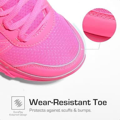 DREAM PAIRS Boys Girls Shoes Kids DuraPlay Tennis Footwear Non Slip Athletic Running Walking Lightweight Lace Up Sneakers for Little/Big Kid,Size 1 Little Kid,Hot Pink,SDRS2401K - Image 3