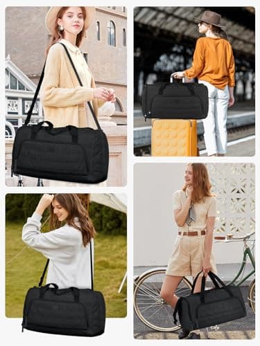 Lekebobor Gym Bag for Women, Puffer Travel Duffel Bag With Shoes Compartment & Shoulder Strap, Carry On Duffle Bag For Weekender, Travel, Sport - Image 4