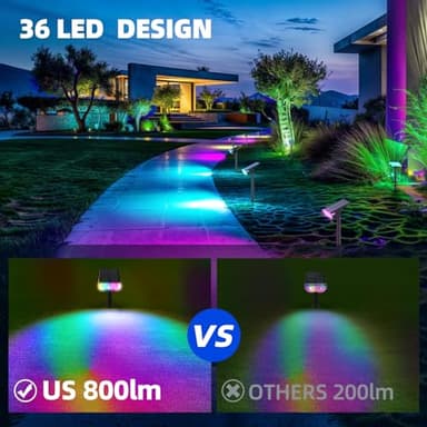 Barrina WRGB Solar Lights Outdoor, Color Changing Solar Landscape Lighting with 360° Horizontal Adjustable, RGB Solar Spotlights Outdoor for Outside, 6 Packs - Image 3