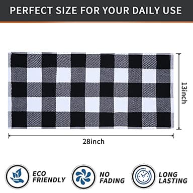 Mordimy 100% Cotton Waffle Weave Kitchen Towels, 13 x 28 Inches, Super Soft and Absorbent Buffalo Check Dish Towels for Drying Dishes, 4-Pack, Black & White - Image 3