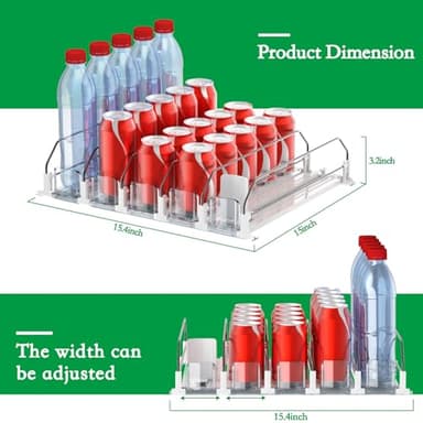 Drink Organizer for Fridge-White Automatic Pusher Glide,12oz 16oz 20oz-Soda Dispenser for Fridge-Holds up to 25 Cans - Image 4