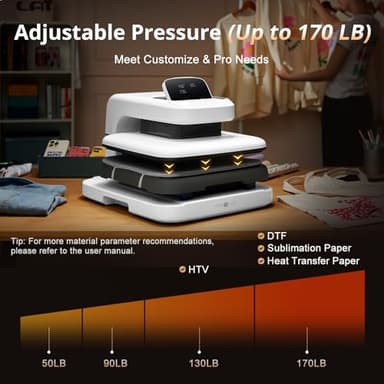 HTVRONT Auto Heat Press 2 - Heat Press Machine for T Shirts with Adjustable Pressure & Higher Heating Height, Heats Up Fast & Evenly Heat Press 15x15 for HTV, Sublimation, Heat Transfer Projects - Image 2