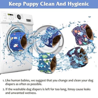 Grecle Reusable Dog Diapers Male 3Pcs, Premium Washable Belly Bands for Male Dog Small, High Absorbing Male Dog Wraps for Doggie Puppy in Incontinence, Excitable Urination and Training(Seafloor,S) - Image 7