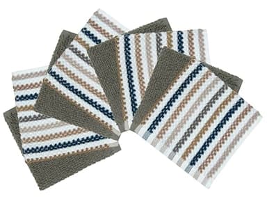 Bumble Premium Dish Cloths Towel 12"x12" | 100% Natural Ring Spun Cotton Tea Towel Set | 430 GSM | Highly Absorbent & Soft Dish Towels | 8 Pack - 4 Popcorn Wide Striped & 4 Solid Kitchen Towels - Gray - Image 2