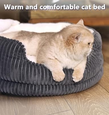 OMLIVLIES Cat Beds for Indoor Cats,with Soft Hooded Blanket.Comfortable Cute cat Bed,Removable Inner pad Washable with Non-Slip Bottom,Cozy Kitten、Small Dog Bed (Dark Grey) - Image 7