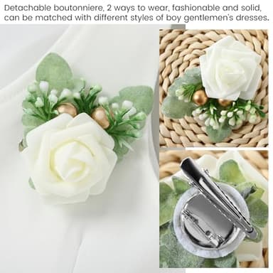 SANMIO Baby Boy Baptism Outfit Baby Boy Suits Collared Dress Shirt+Vest+Tie+Corsage+Pants Baby Christening Formal Outfits 5Pcs Sets - Image 3