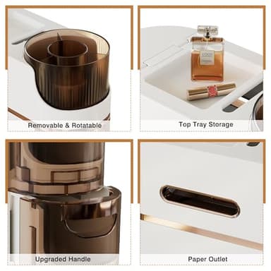 VECELO 4-Tier Slim Bathroom Storage Cabinet with Wheels, Skinny Bathroom Storage Cabinet with Drawers, Toilet Paper Holder, Movable Narrow Floor Cabinet for Small Space, Bathroom - Image 3