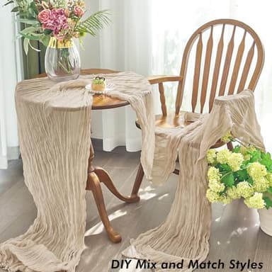 IVAPUPU 10 Pcs Cheesecloth Table Runner - 10ft Nude Boho Gauze Cheese Cloth Table Runners for Baby Shower Decoration Wedding Party Summer Garden Farmhouse - Image 7