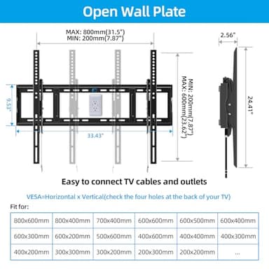 HOME VISION Heavy Duty Tilt TV Wall Mount Bracket for 48-120 Inch Flat/Curved TVs, 200Lbs Capacity, Fits 16/18/24 Inch Studs, Max VESA 800x600mm for LED OLED LCD - Image 5