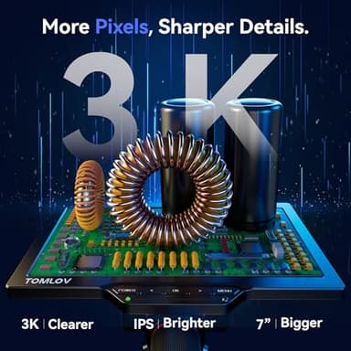TOMLOV 3D Digital Microscope for Soldering: Magnetic Dual Lens Micro Scope TM3K-3D for Adult, Coin Microscope with Flex Arm, 3K 7-Inch IPS Screen, HDMI/USB Output, Gooseneck Light, Repair Mat, 64GB - Image 6