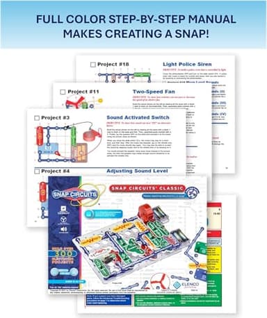 Snap Circuits Classic SC-300 Electronics Exploration Kit | Over 300 Projects | Full Color Manual Parts | STEM Educational Toy for Kids 8+ 2.3 x 13.6 x 19.3 inches - Image 6