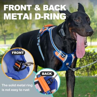 WOCUME Dog Vest Harness for Small Dogs with 2 Dog Patches, No Pull Adjustable Dog Harness with Handle for Walking Training, Reflective and Soft Padded Pet Harness for Small Dogs - Blue, XS - Image 6