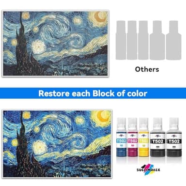 502 Ink Refill Bottles Compatible Replacement for Epson Ecotank ET-3760 ET-2850 ET-3850 ET-2760 ET-15000 ET-4760 ET-4850 ET-2750 ET-3750 ET-3830 Printers, T502 Ink Refill Bottles (5 Pack) - Image 5