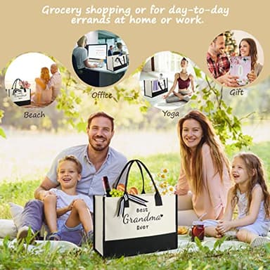 TRSODD Mothers Day Gifts for Grandma Gigi Birthday Gifts for Women Canvas Embroidered Tote Bag and Makeup Bag - Image 6