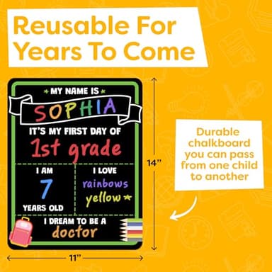 First Day of School Sign Board with Liquid Chalk Markers - 14”x11” Double-Sided & Reusable - My First and Last Day - Back to School Supplies Board for Kindergarten, Preschool - Image 2