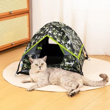 GDanes Camouflage Cat Tent, Portable Pet Cat House with Soft Pad, Cat Cave, Dog House for Small Medium Dogs and Rabbits - Image 2