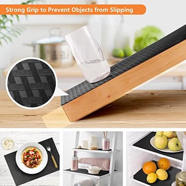 Shelf Liners for Kitchen Cabinets Refrigerator Liners Waterproof & Oil-Proof Kitchen Cupboard Liner Non-Slip Drawer Mats EVA Material Non Adhesive Fridge Liner for Shelves -Black 17.5 x 157.4 Inches - Image 6