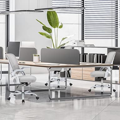 SMUG Home Office Desk Chair, Ergonomic Computer Managerial Executive Chairs Mid-Back Work Swivel Task Chairs with Wheels, Lumbar Support, Comfy Flip-up Armrest for Gaming, Study, Student - Image 2